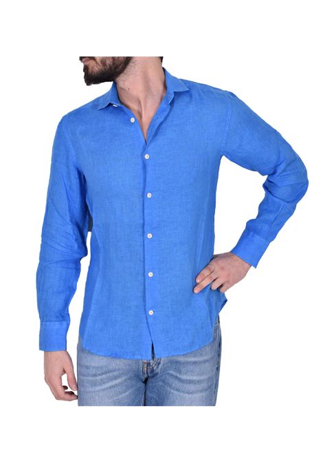 Camicia MC2 Saint Barth uomo PAMPLONA02015H Blu lino bottoni regolare MC2 SAINT BARTH | Camicie | PAMPLONA02015H17